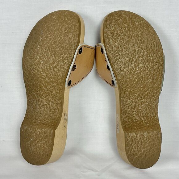Dr Scholls Original Collection Clog Sandal Sz 6 Tan Leather Wooden Heel Shoe - Picture 10 of 10